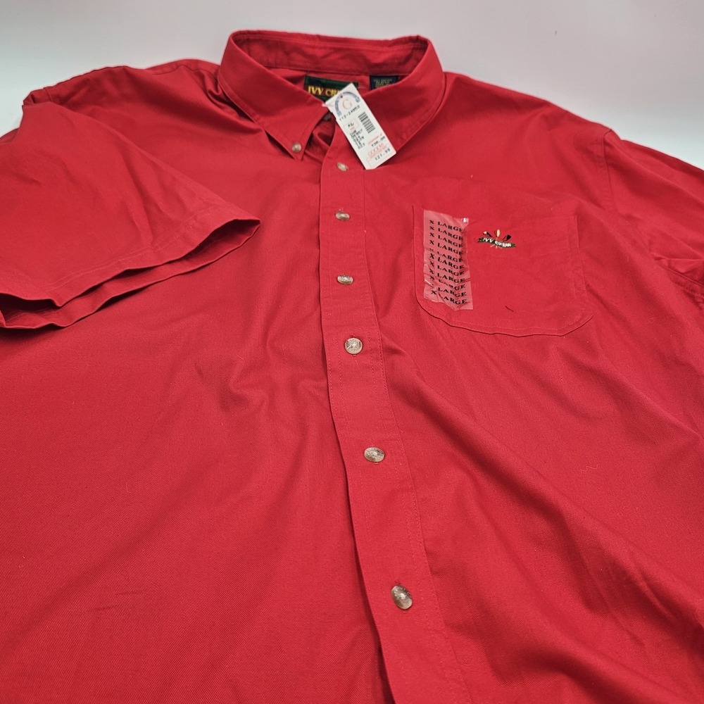 Vintage NWT Deadstock Ivy Crew Men's Red Button-Down Shirt (2000s) - Picture 4 of 5